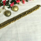 Mominos Fashion Johar Kamal Oxidised Gold-Polished Brass Finish Ghungroo Design Choker Set | Grocsy