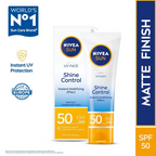 Nivea Sun Shine Control SPF 50 Sunscreen Ultra Matte, No White Cast, Instant UV Protection | Grocsy
