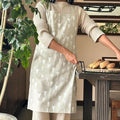 Oak & Lily 100% Cotton Kitchen Apron-Beige and Ivory | Grocsy