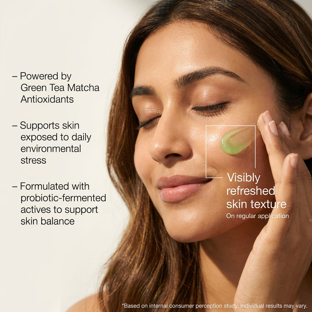 VedicDerm Green Tea Matcha Gel Moisturiser with Squalene and Niacinamide | Grocsy