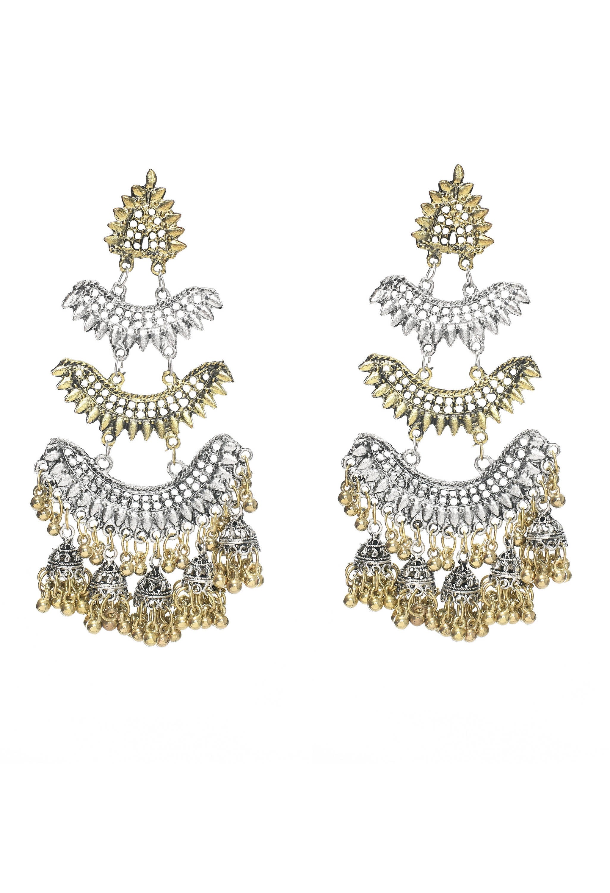 Mominos Fashion Johar Kamal Beautiful Silver & Gold Earrings