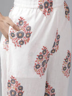 Yufta Peach Hand Block Printed Kurta with Trouser and Dupatta | Grocsy