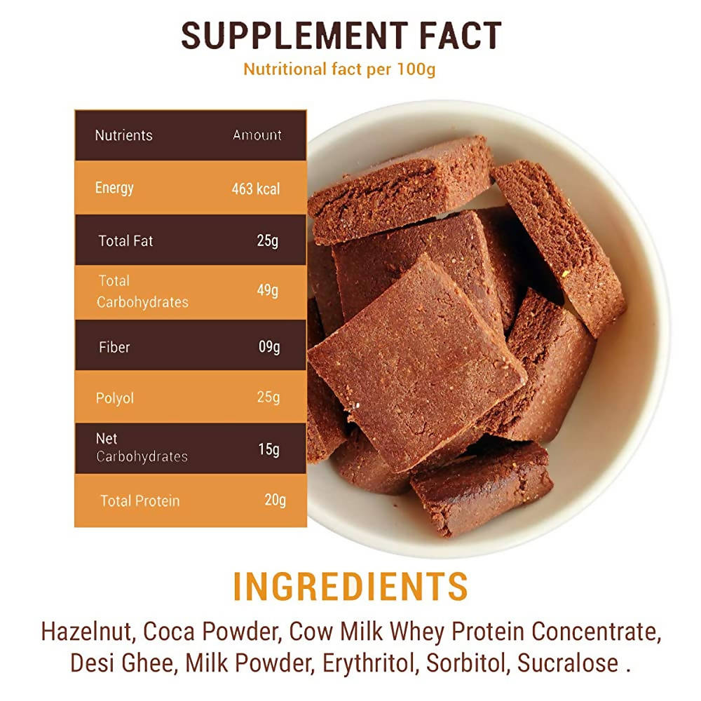 NutroActive Desi Ghee Barfi Hazelnut Chocolate | Grocsy