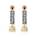 Nuyug 22K Gold-Plated Blue Onyx & Pearl Studded Dome Shaped Jhumkas | Grocsy