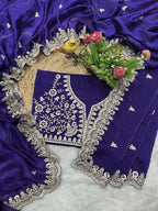 Joban Fashion Blue Frendy Satin Silk Party Wear Sarees | Grocsy