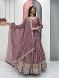 Teeya Creation Womens New Heavy Fox Georgette Fabric With Heavy Embroidery Work Gown Set | Grocsy