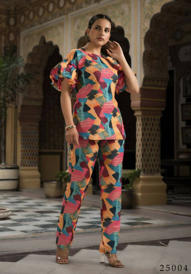 Women's Casual Fashionable Multi Muslin co-ord set - Rooh | Grocsy