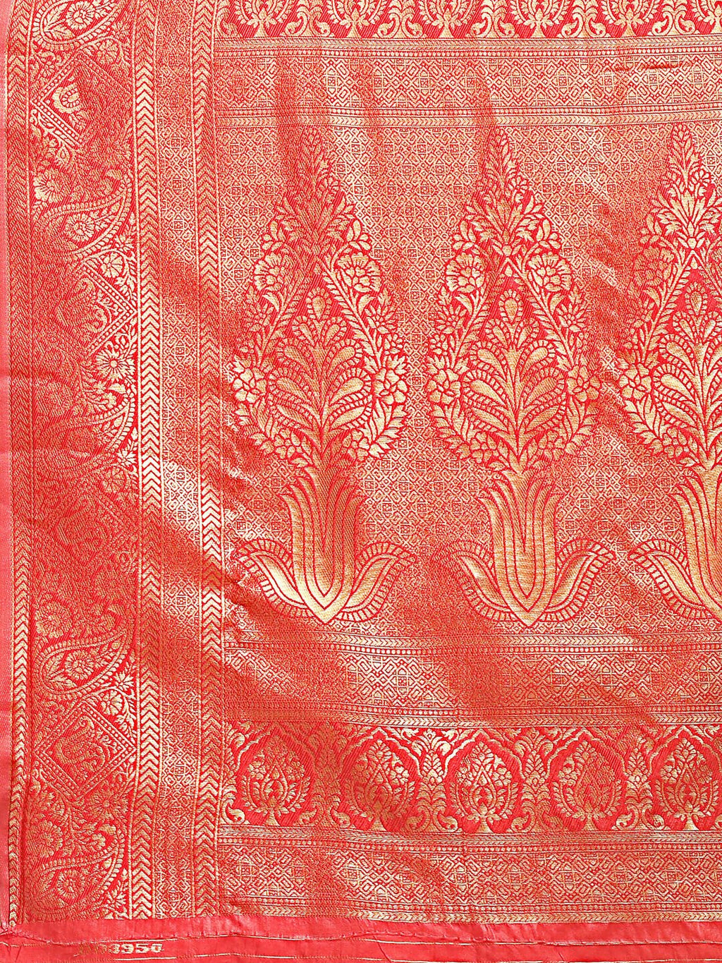 Shree Shyam Fashion Aura Silk Cream Red Banarasi Silk Saree | Grocsy