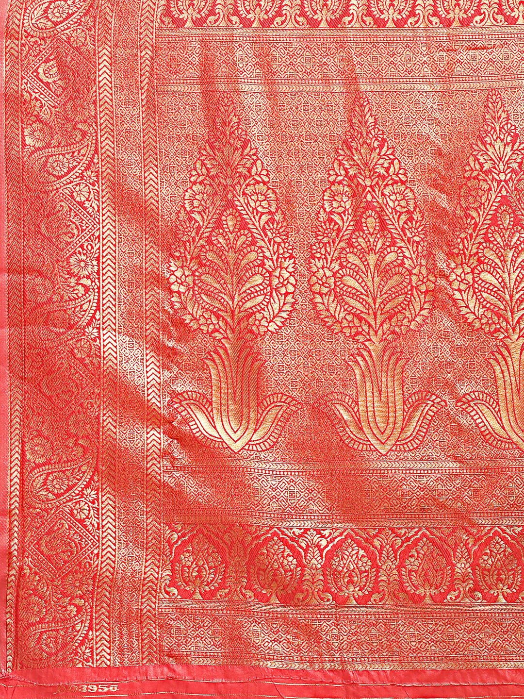 Shree Shyam Fashion Aura Silk Cream Red Banarasi Silk Saree | Grocsy