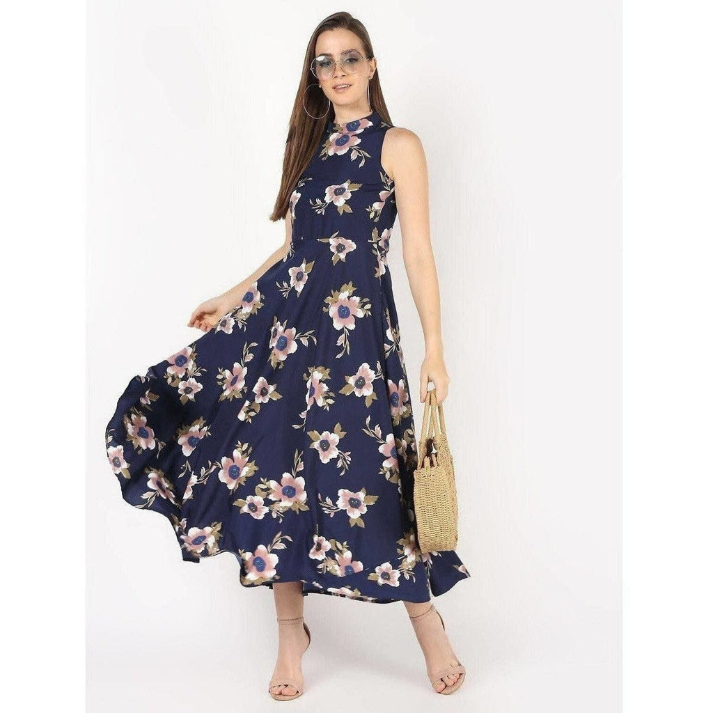 Cheera Flowral Printed Flair With Drowsting Party Dress | Grocsy