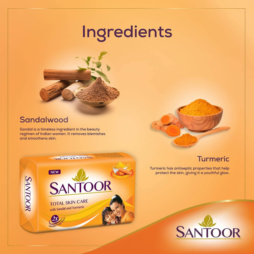 Santoor Sandal & Turmeric Soap | Grocsy
