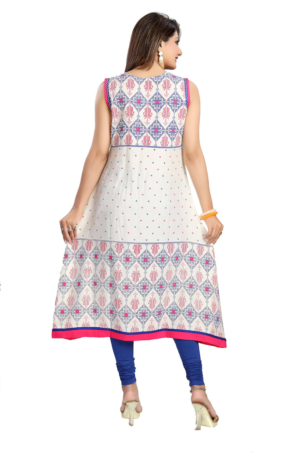 Snehal Creations Print Precious White A-Line Designer Cotton Tunic | Grocsy
