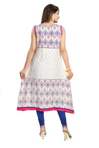 Snehal Creations Print Precious White A-Line Designer Cotton Tunic | Grocsy