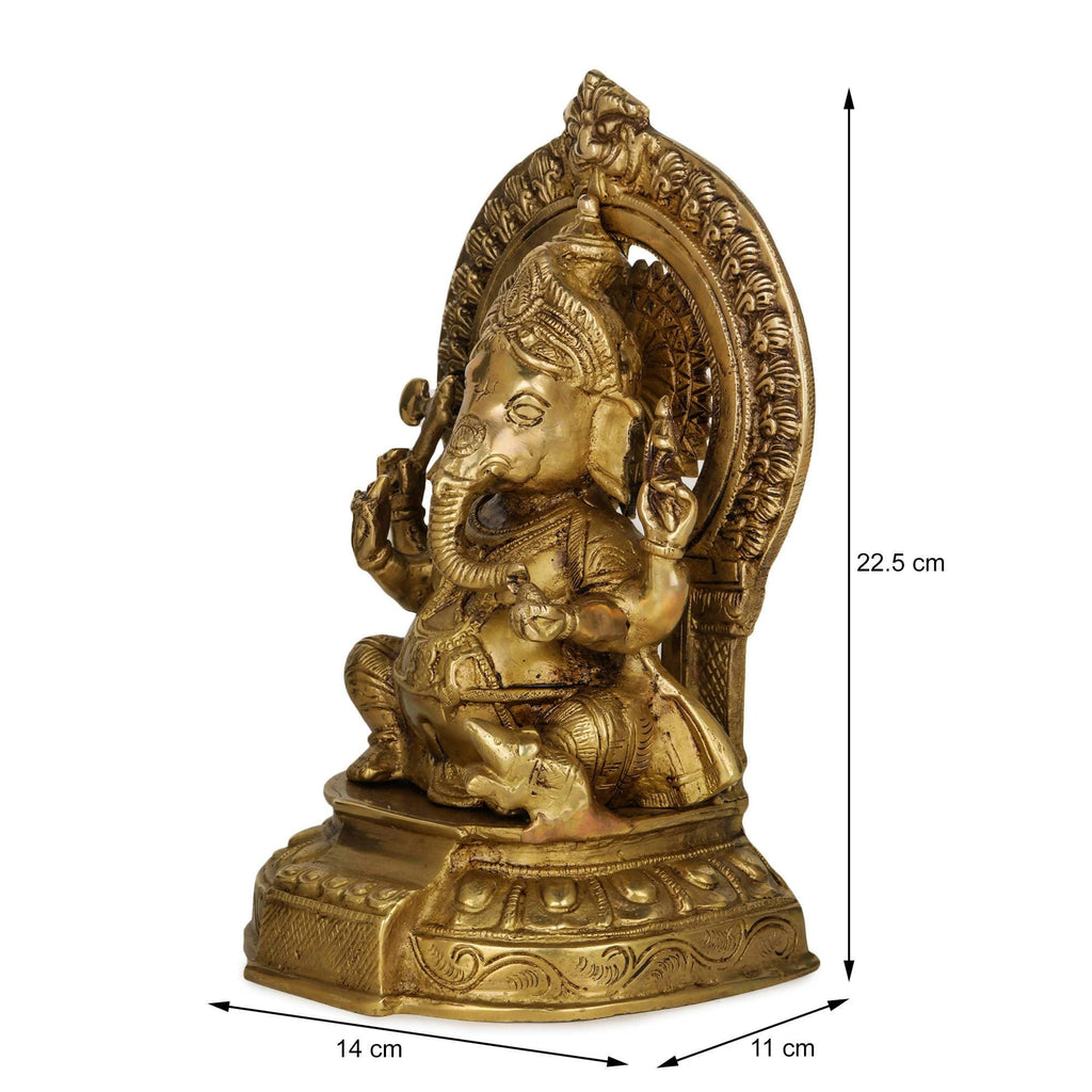 Devlok Maharaja Ganesha Pure Brass Idol | Grocsy