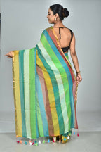 Exclusive Collection Beautiful Multi2 Pure Cotton Woven Handloom Saree With Running Blouse Piece | Grocsy