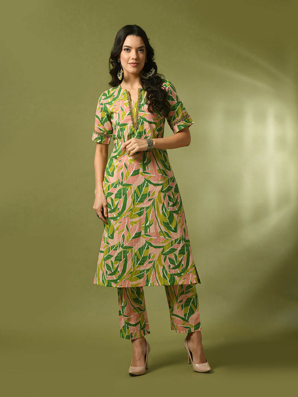 Myshka Women's Multi Printed Cotton Straight Party Kurta Set | Grocsy