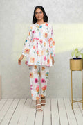 Myshka Women White Printed Romantic Florals Co-Ords | Grocsy