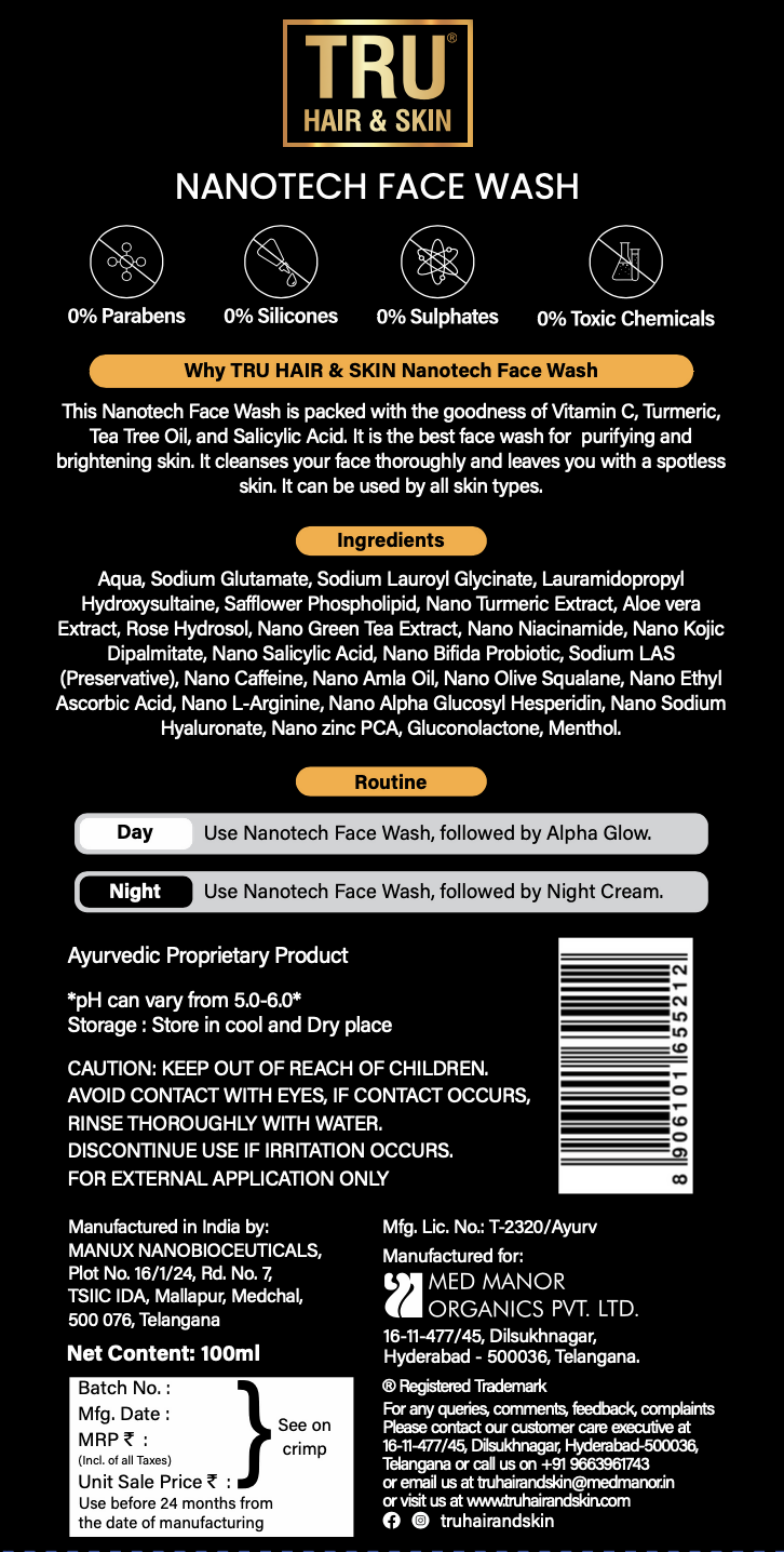 Tru Hair & Skin Nanotechnology Facewash For Sensitive-Acne Prone Skin | Grocsy