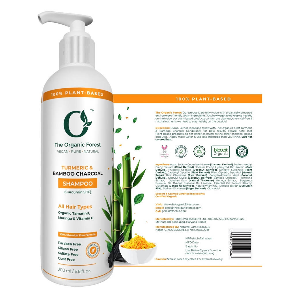 The Organic Forest Turmeric & Bamboo Charcoal Shampoo | Grocsy