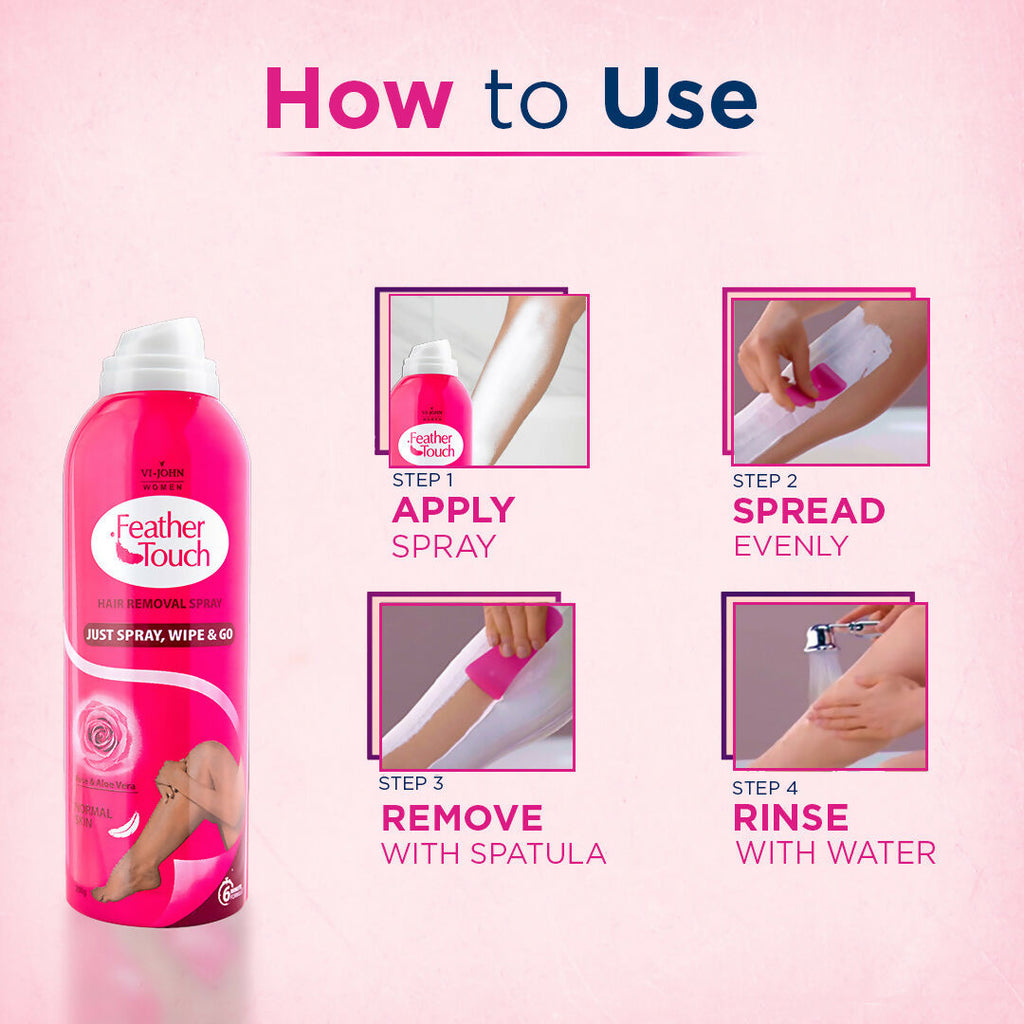 VI-JOHN Feather Touch Dermatologically Tested Rose & Alevera Hair Removal Spray For Women | Grocsy