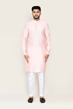 Joban Fashion Pink Colored Jacquard Silk Fabric Kurta With Straight Fit Pant | Grocsy