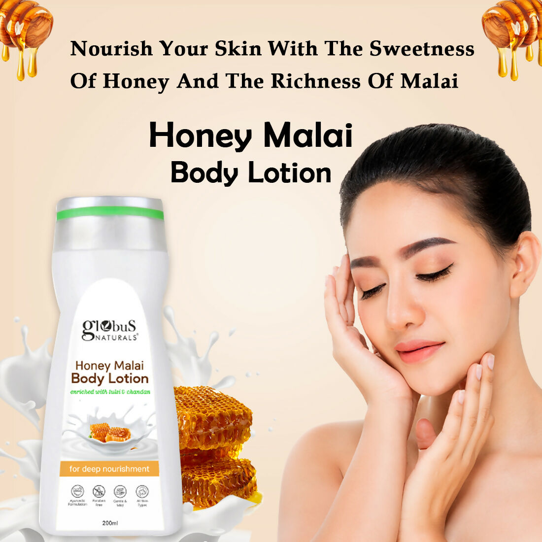 Globus Naturals Honey Malai Body Lotion | Grocsy