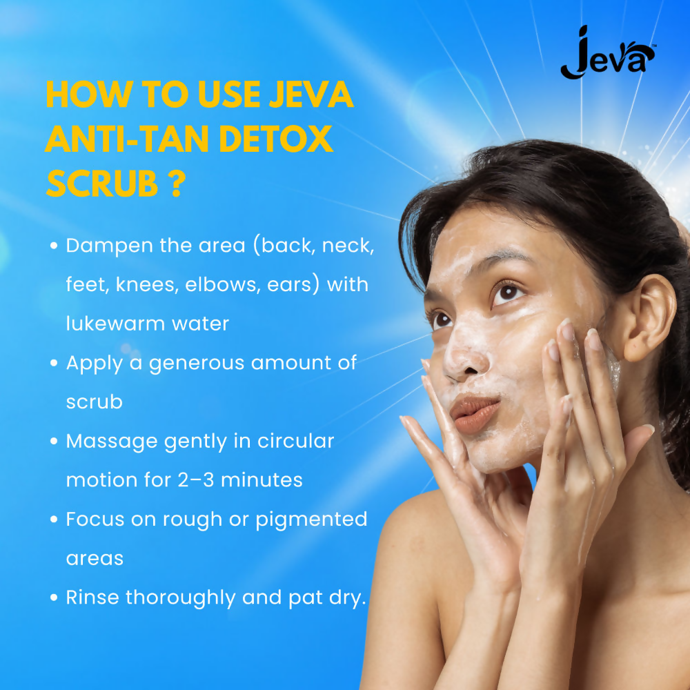 Jeva Anti-Tan Detox Scrub - Skin Brightening & Tan Removal Gel | Grocsy