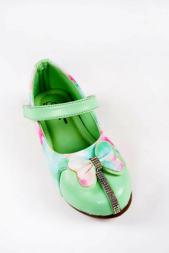 Tiny Bugs Girls Bow Embellished Party Wear Ballerinas - Multi | Grocsy