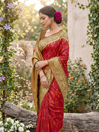 Shree Shyam Fashion Red Soft Silk Saree | Grocsy