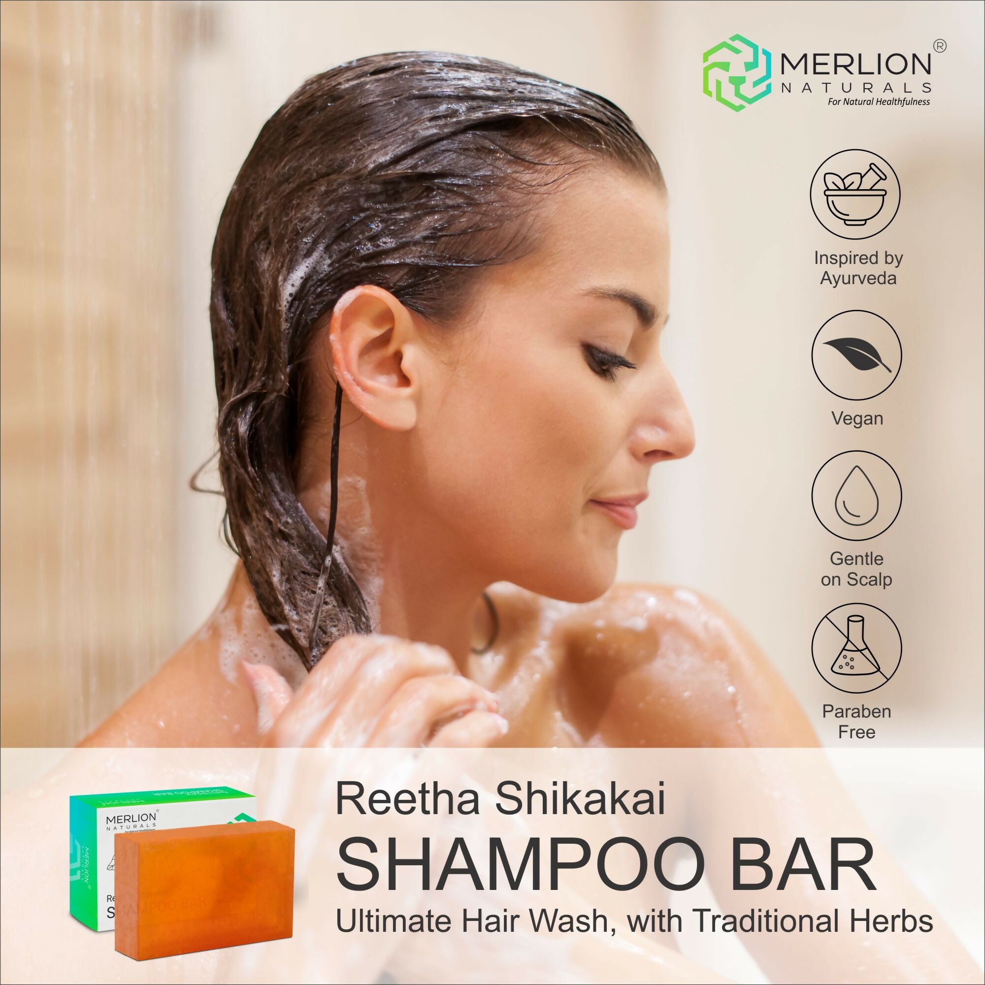 Merlion Naturals Reetha Shikakai Shampoo Bar | Grocsy