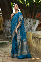 Joban Fashion Peacock Crepe Chiffon Pure Handloom Banarasi Silk Saree | Grocsy