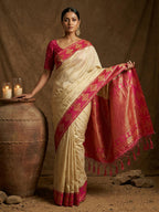 Shree Shyam Fashion Cream Soft Silk Saree | Grocsy