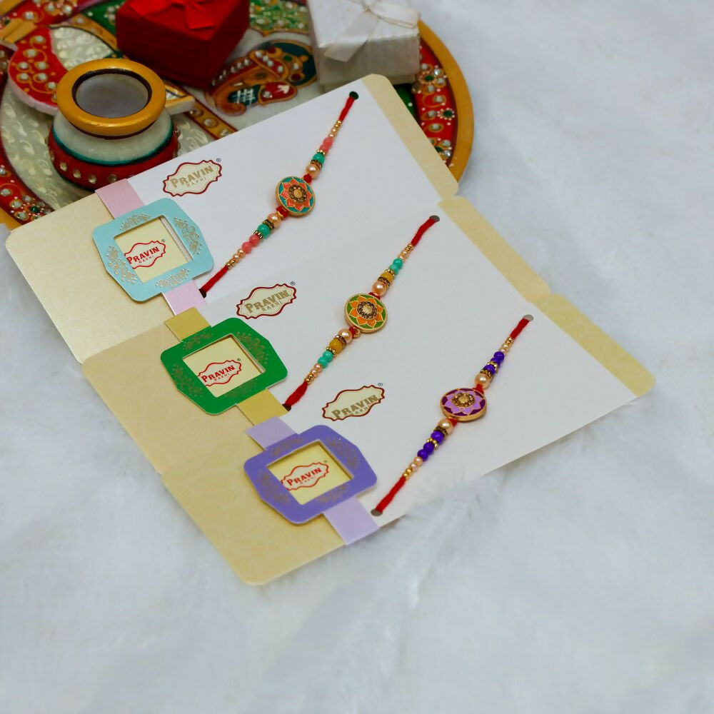 Indianvibez Meenakari Work With Stone Fancy Desginer Rakhi | Grocsy