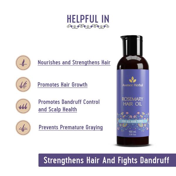 Avimee Herbal Rosemary Hair Oil For Hair Growth With Neem, Amla & Bhringraj Oil | Grocsy
