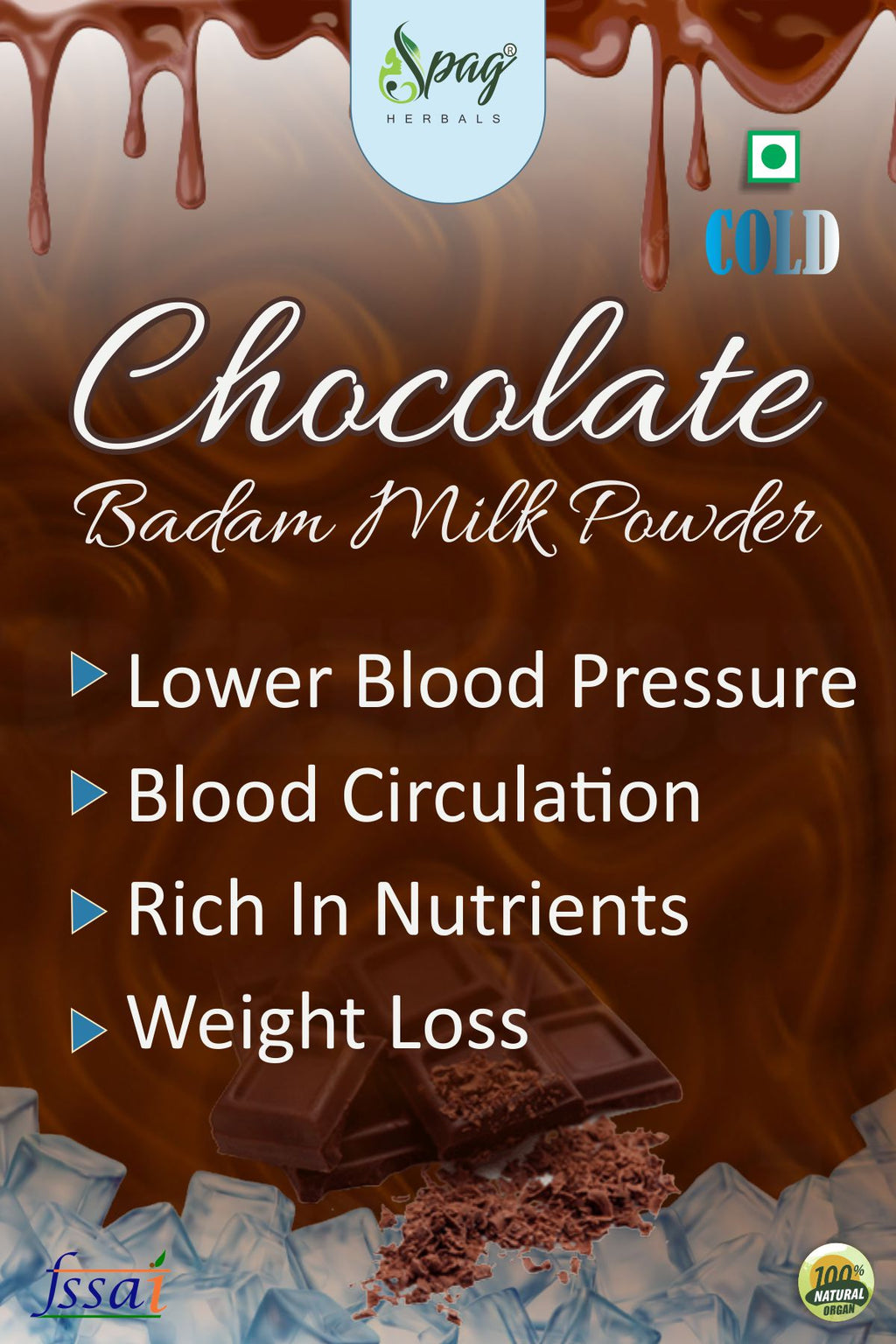 Spag Herbals Cold Instant Chocolate Badam Health Drink | Grocsy