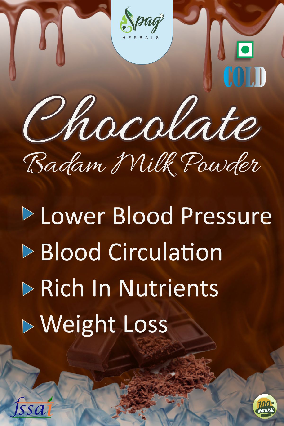 Spag Herbals Cold Instant Chocolate Badam Health Drink | Grocsy