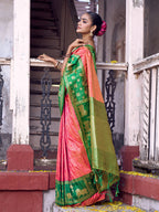 Anaita Coral Soft Silk Woven Saree With Blouse | Grocsy