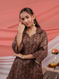Yufta Cotton Black Digital Printed Workwear Co-Ord Set With Pintuck Detailing On Sleeves | Grocsy