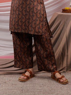 Yufta Cotton Black Digital Printed Workwear Co-Ord Set With Pintuck Detailing On Sleeves | Grocsy
