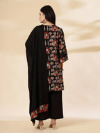 Yufta Cotton Black Pakistani Kurta Dupatta Set | Grocsy