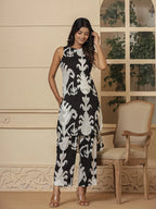 Yufta Cotton Black Pin Tuck Co-Ord Set | Grocsy