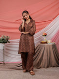 Yufta Cotton Brown Digital Printed Workwear Co-Ord Set With Pintuck Detailing On Flared Sleeves | Grocsy