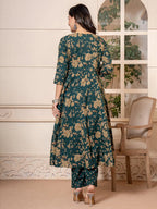 Yufta Cotton Green Anarkali Dupatta Set | Grocsy