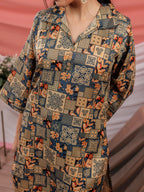 Yufta Cotton Green Digital Printed Workwear Co-Ord Set With Pintuck Detailing On Sleeves | Grocsy