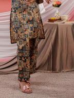 Yufta Cotton Green Digital Printed Workwear Co-Ord Set With Pintuck Detailing On Sleeves | Grocsy