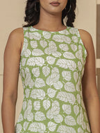 Yufta Cotton Green Summer Leaf Print Co-Ord Set | Grocsy