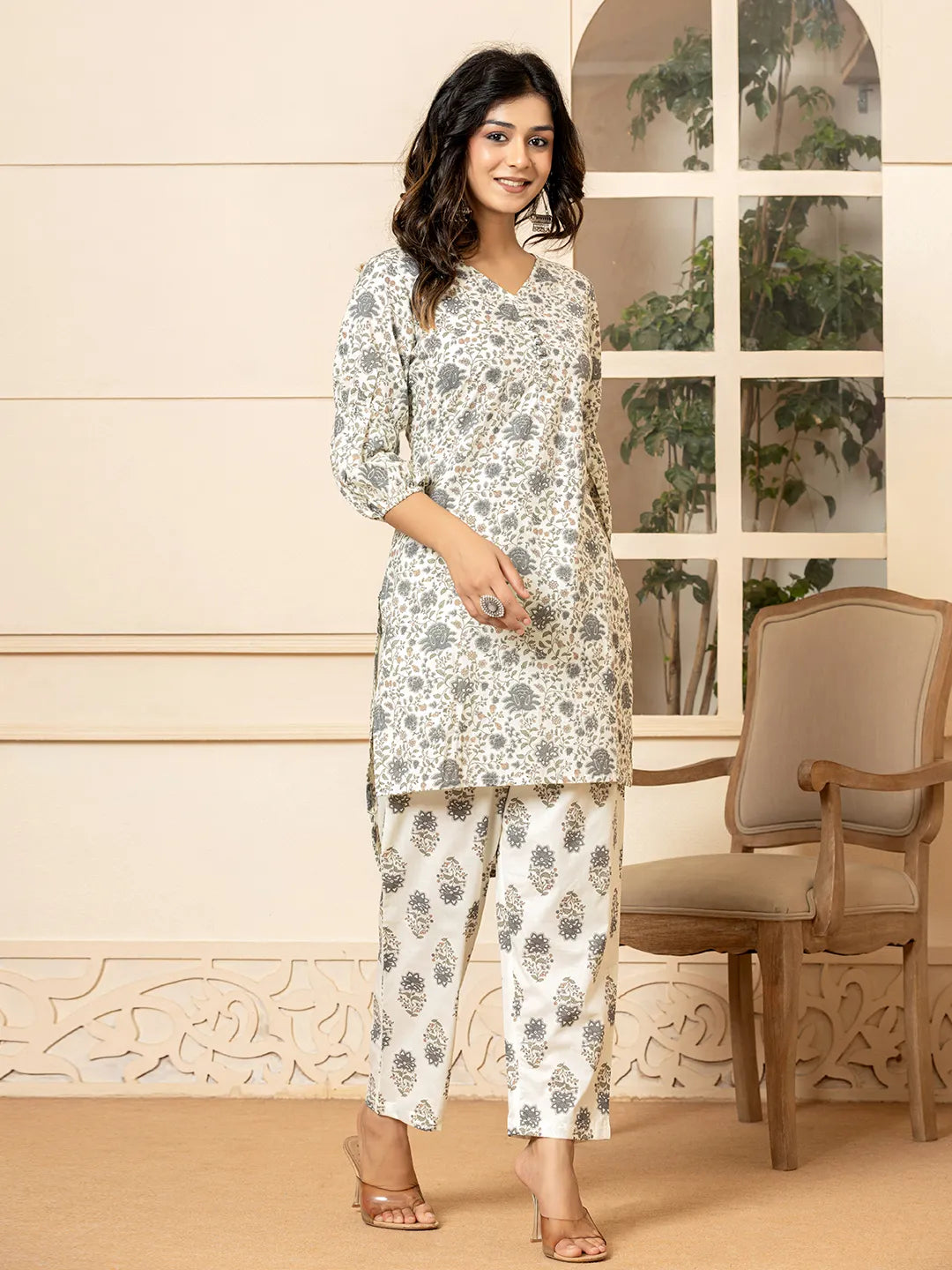 Yufta Cotton Grey Co-Ord Set | Grocsy