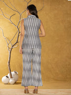 Yufta Cotton Grey Ikat Co-Ord Set | Grocsy