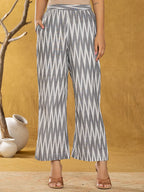 Yufta Cotton Grey Ikat Co-Ord Set | Grocsy