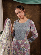 Yufta Cotton Kurta Dupatta Set With Lace Detailing | Grocsy